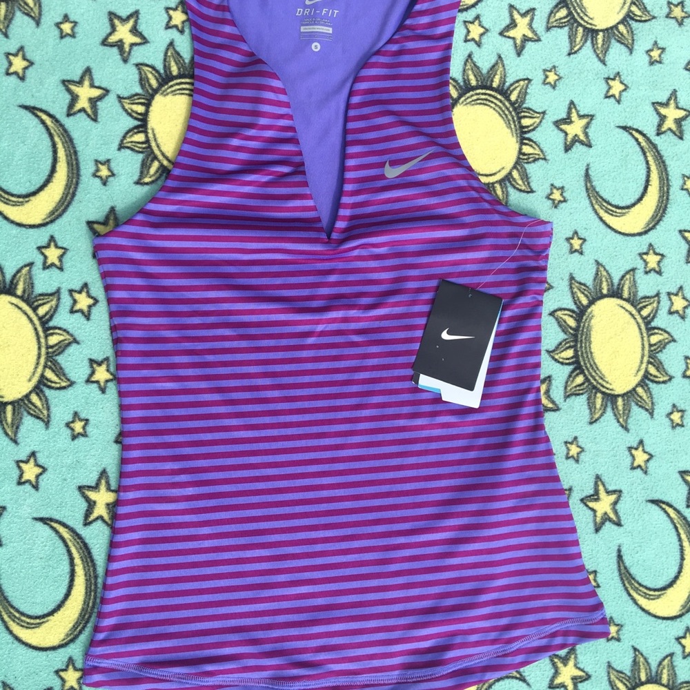 New purple striped tank top, Nike, size small